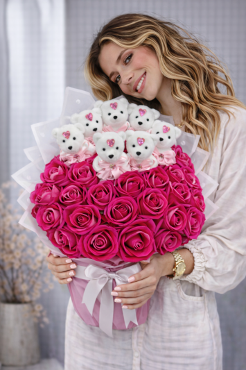 Yapay Pembe Gül Buketi