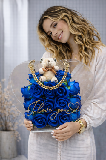 Mavi Kalpli Pleksi Çanta 